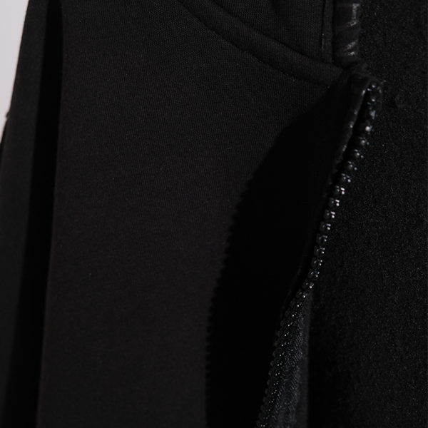 Kapüşonlu, Baskılı, Şardonlu ve Kolları Kalın Şerit Detaylı, Siyah Oversize Sweat Hırka - Görsel 3