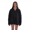 Kapüşonlu, Baskılı, Şardonlu ve Kolları Kalın Şerit Detaylı, Siyah Oversize Sweat Hırka
