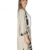 Baskı Detaylı Taba Keten Kimono