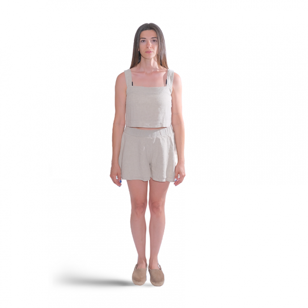 Askılı Keten Crop Üst