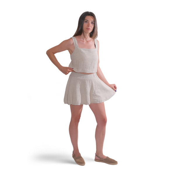 Askılı Keten Crop Üst - Görsel 4