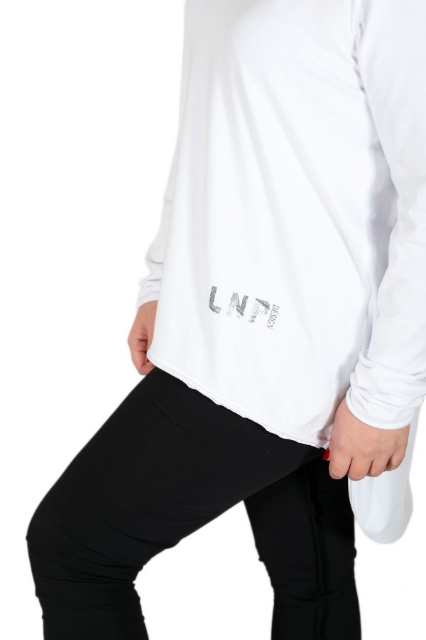 Beli Lastikli, Baskılı, Dışa Doğru Spor Dikişli, Lazer Kesimli, Bileği Yırtmaçlı Siyah Tayt - Görsel 2